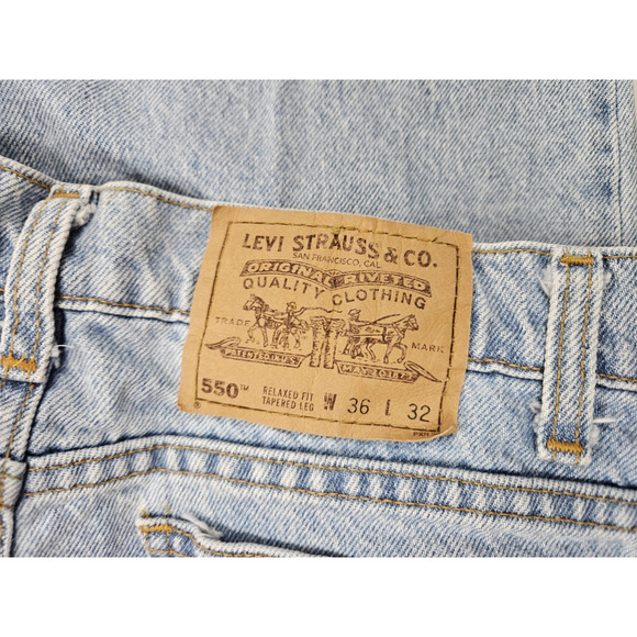 Vintage Levi’s 550 Orange Tab Jeans USA Fabric Mexico 36x32 90s Relaxed Tapered - Picture 10 of 14